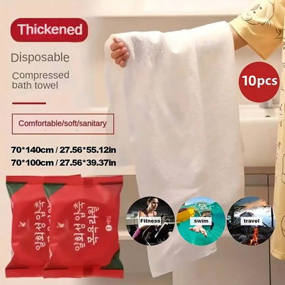10 Pcs Compressed Disposable Bath Towels in 2 – Size Guide