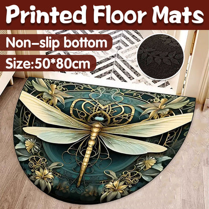 Floral Semicircle Floor Mat Non-Slip Entry Door Rug Home Decor