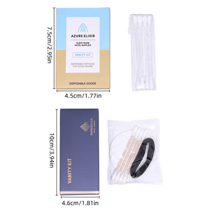 50 Pack Hotel Amenity Kits Cotton Swabs Pads Hair Bands