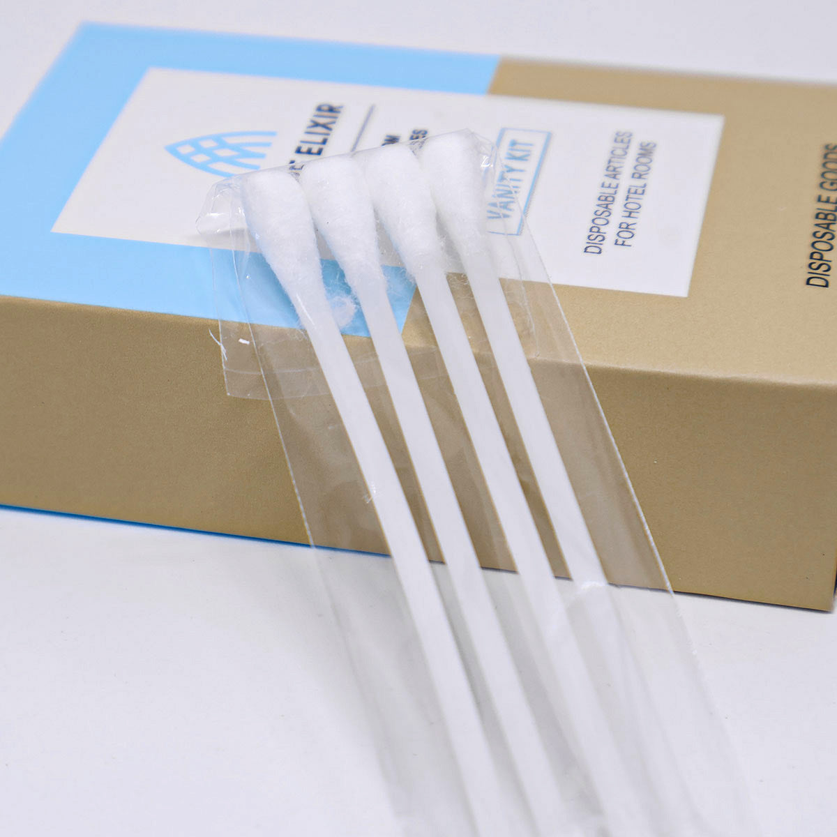 50 Pack Hotel Amenity Kits Cotton Swabs Pads Hair Bands