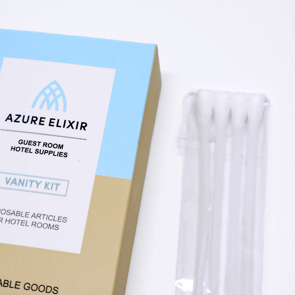 50 Pack Hotel Amenity Kits Cotton Swabs Pads Hair Bands