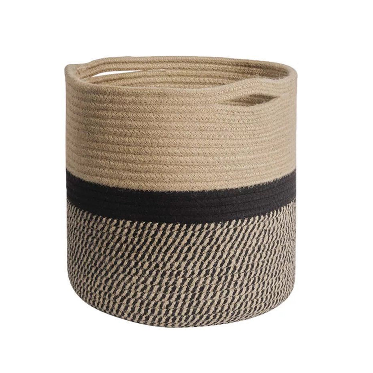 Woven Round Cotton Rope Laundry Basket for Home Storage Organization