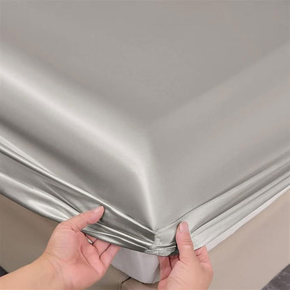 Ice Silk Bed Sheet Set 3 Piece Solid Color Summer Bedding Cover