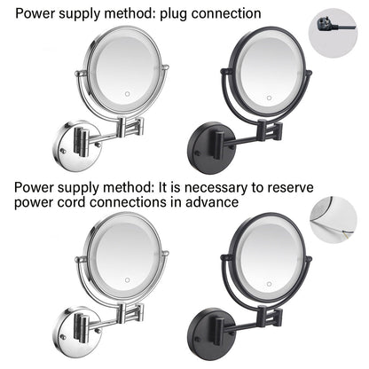 Wall Mounted Makeup Mirror 5x Magnification with LED Light