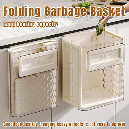 Wall Mounted Folding Wastebasket Space Saving for Kitchen Bathroom Household Use