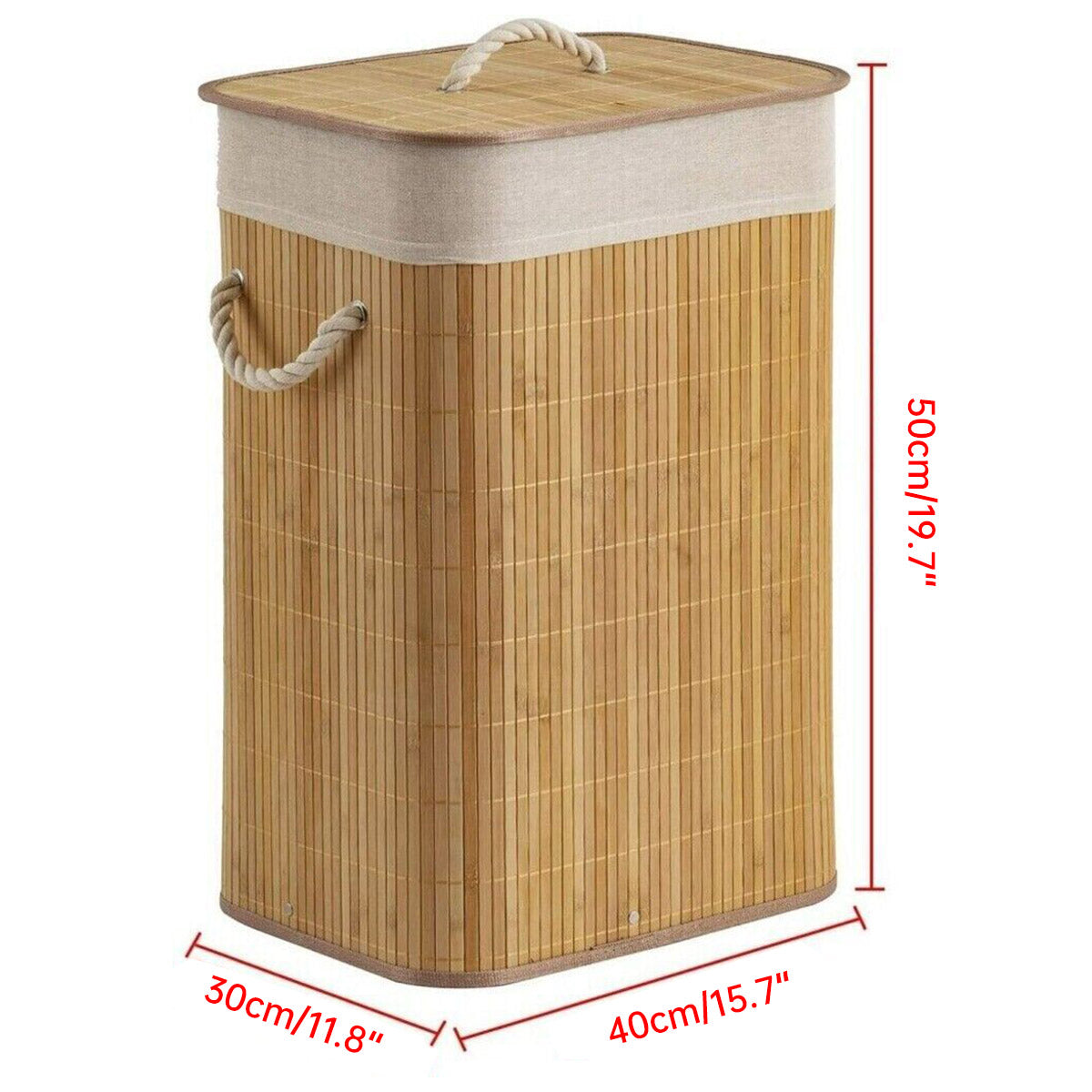 Dustproof Bamboo Laundry Basket with Lid Clothes Storage