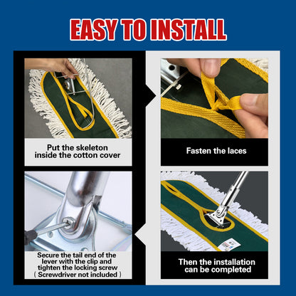 Extra Long Mop Assembly Anti-Slip Handle Floor Cleaning Tool Household Cleaner