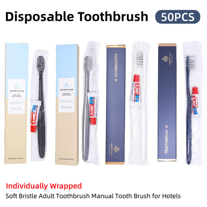 50 Sets Hotel Toothbrush with 5g Toothpaste for Guest Amenities