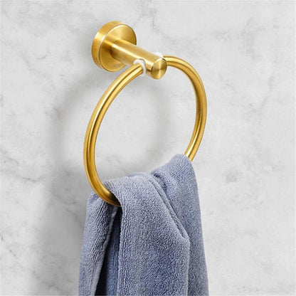 Bathroom Towel Rack Wall Mounted Towel Ring Black Toilet Paper Holder Shelf AU