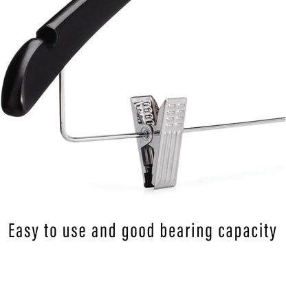 10 Pcs Wooden Non-Slip Wide Shoulder Clothes Hanger with Clip for Hotel Wardrobe