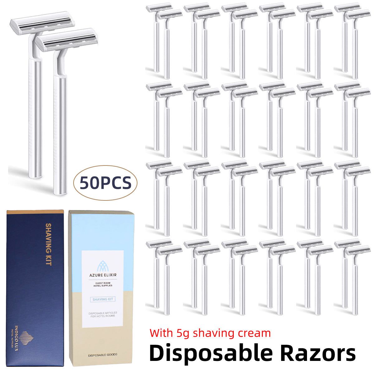 50pcs Hotel Razor and Shaving Cream Set for Guesthouse Bathroom Travel Use AU