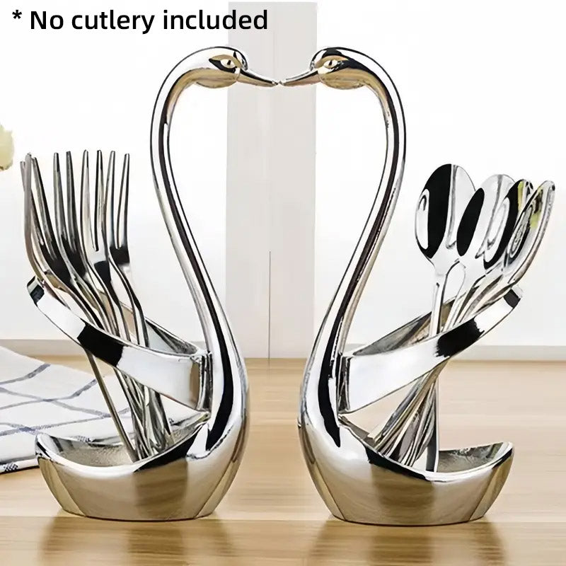 Stainless Steel Swan Cutlery Holder for Fork Spoon Vertical Plate Stand 2 Pack