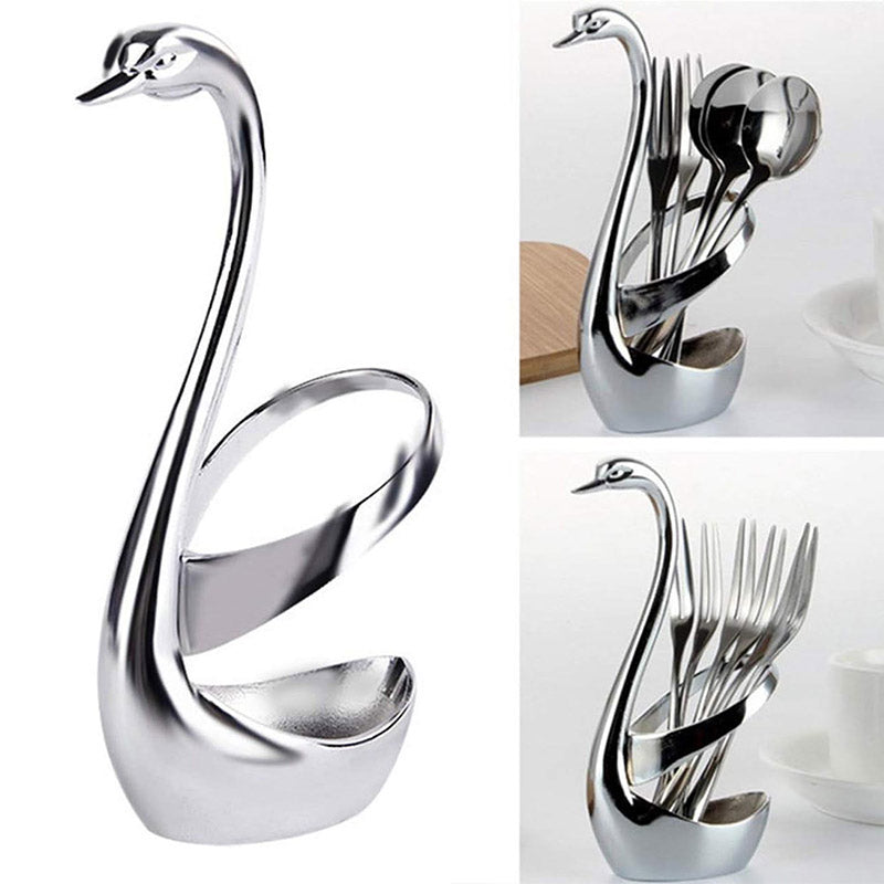 Stainless Steel Swan Cutlery Holder for Fork Spoon Vertical Plate Stand 2 Pack