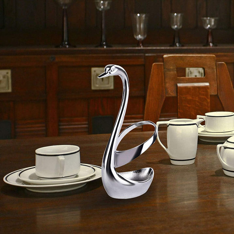 Stainless Steel Swan Cutlery Holder for Fork Spoon Vertical Plate Stand 2 Pack