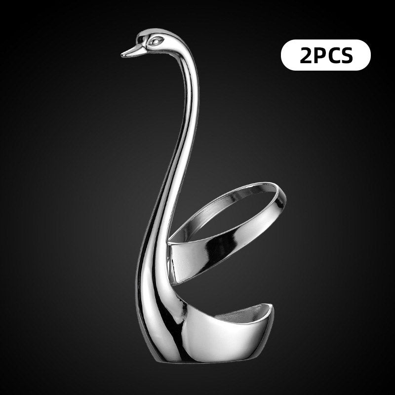 Stainless Steel Swan Cutlery Holder for Fork Spoon Vertical Plate Stand 2 Pack