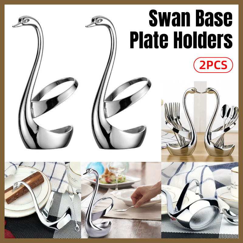 Stainless Steel Swan Cutlery Holder for Fork Spoon Vertical Plate Stand 2 Pack