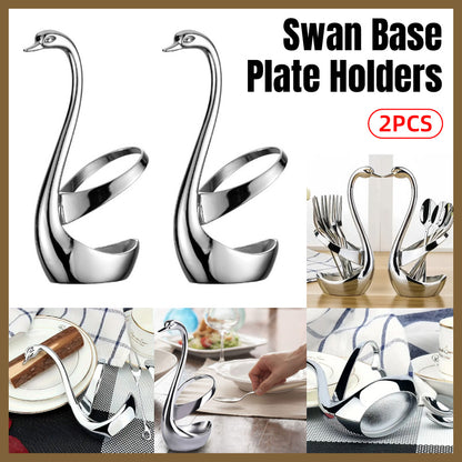 Stainless Steel Swan Cutlery Holder for Fork Spoon Vertical Plate Stand 2 Pack
