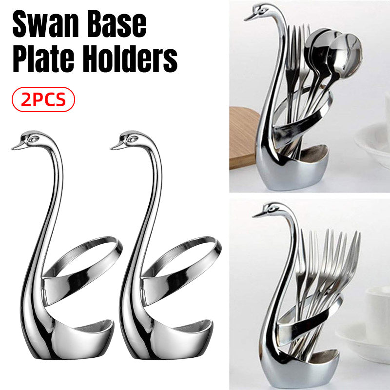 Stainless Steel Swan Cutlery Holder for Fork Spoon Vertical Plate Stand 2 Pack