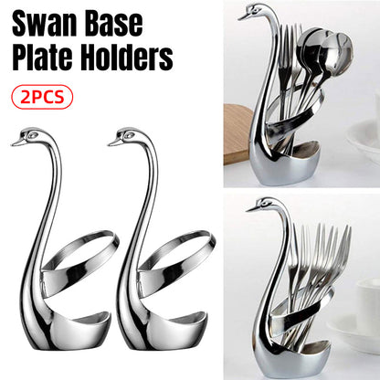 Stainless Steel Swan Cutlery Holder for Fork Spoon Vertical Plate Stand 2 Pack