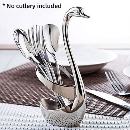 Stainless Steel Swan Cutlery Holder for Fork Spoon Vertical Plate Stand 2 Pack