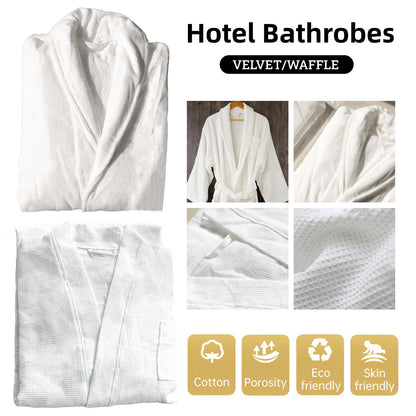 Cotton Kimono Collar Bathrobe Hotel Quality Thick Fleece Towel Embroidered Robe