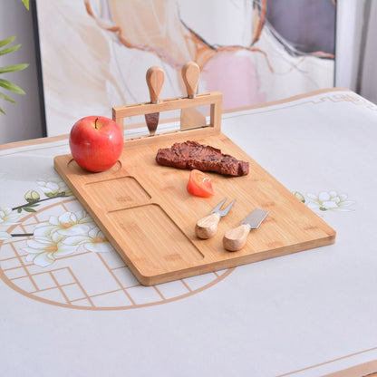 Bamboo Chopping Board Cheese Board Set with Knives Charcuterie Serving Tray