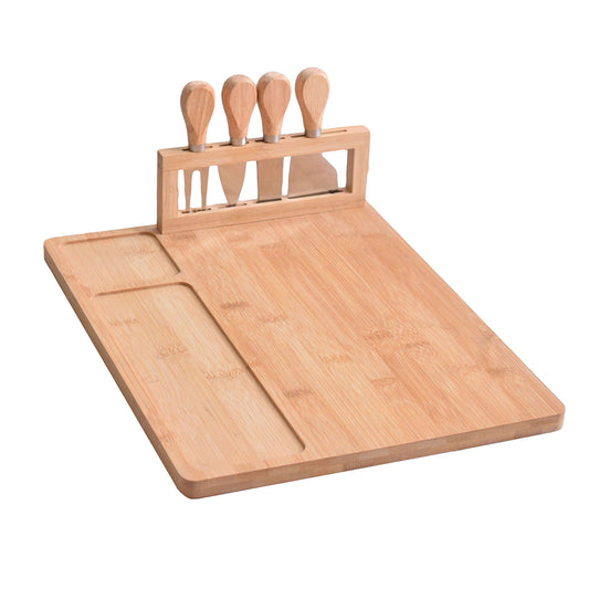 Bamboo Chopping Board Cheese Board Set with Knives Charcuterie Serving Tray