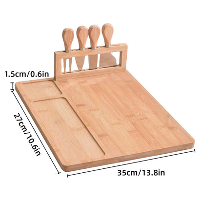 Bamboo Chopping Board Cheese Board Set with Knives Charcuterie Serving Tray