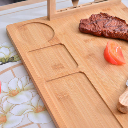 Bamboo Chopping Board Cheese Board Set with Knives Charcuterie Serving Tray