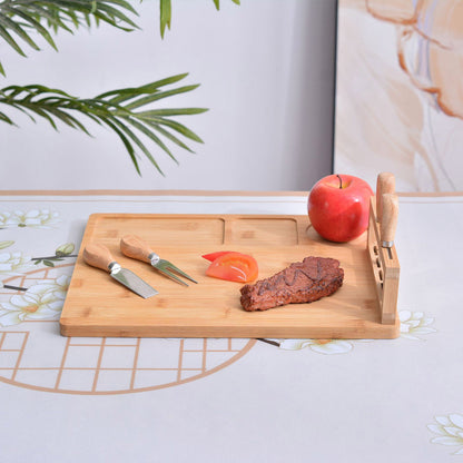 Bamboo Chopping Board Cheese Board Set with Knives Charcuterie Serving Tray