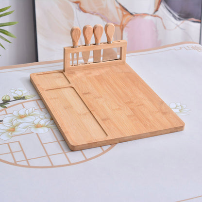 Bamboo Chopping Board Cheese Board Set with Knives Charcuterie Serving Tray