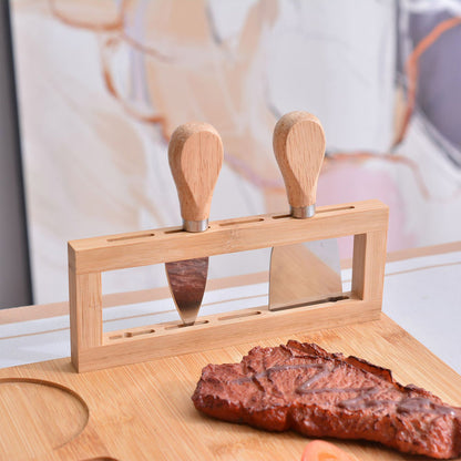 Bamboo Chopping Board Cheese Board Set with Knives Charcuterie Serving Tray