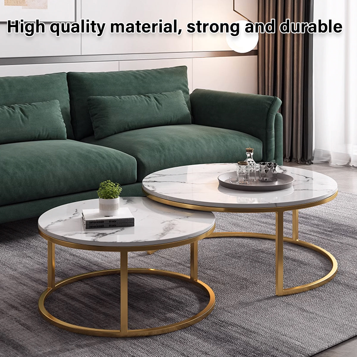 Round Tea Table Living Room Rock Plate for Home Coffee Table Modern Decor AU