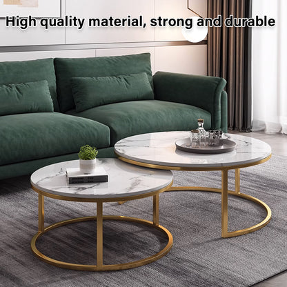 Round Tea Table Living Room Rock Plate for Home Coffee Table Modern Decor AU