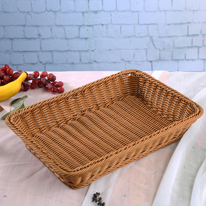 Hand Woven Rattan Tray Snack Serving Dish Hotel Fruits Pastry Plate Basket AU