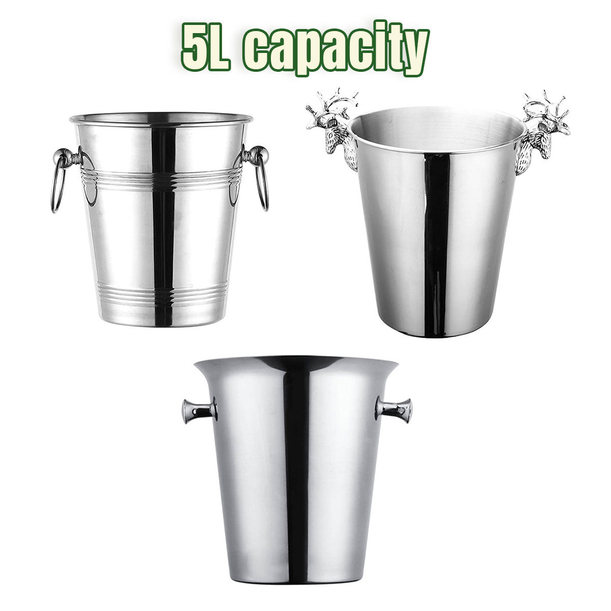 5L Stainless Steel Ice Bucket for Champagne Wine and Bar