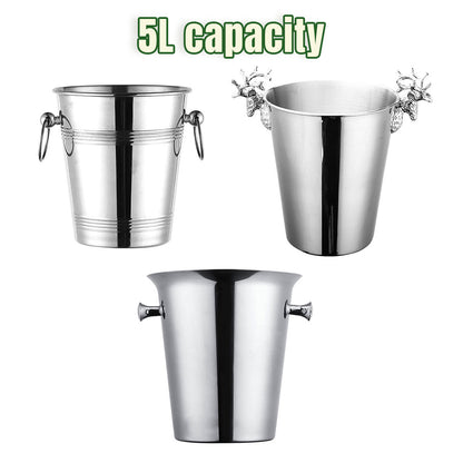5L Stainless Steel Ice Bucket for Champagne Wine and Bar