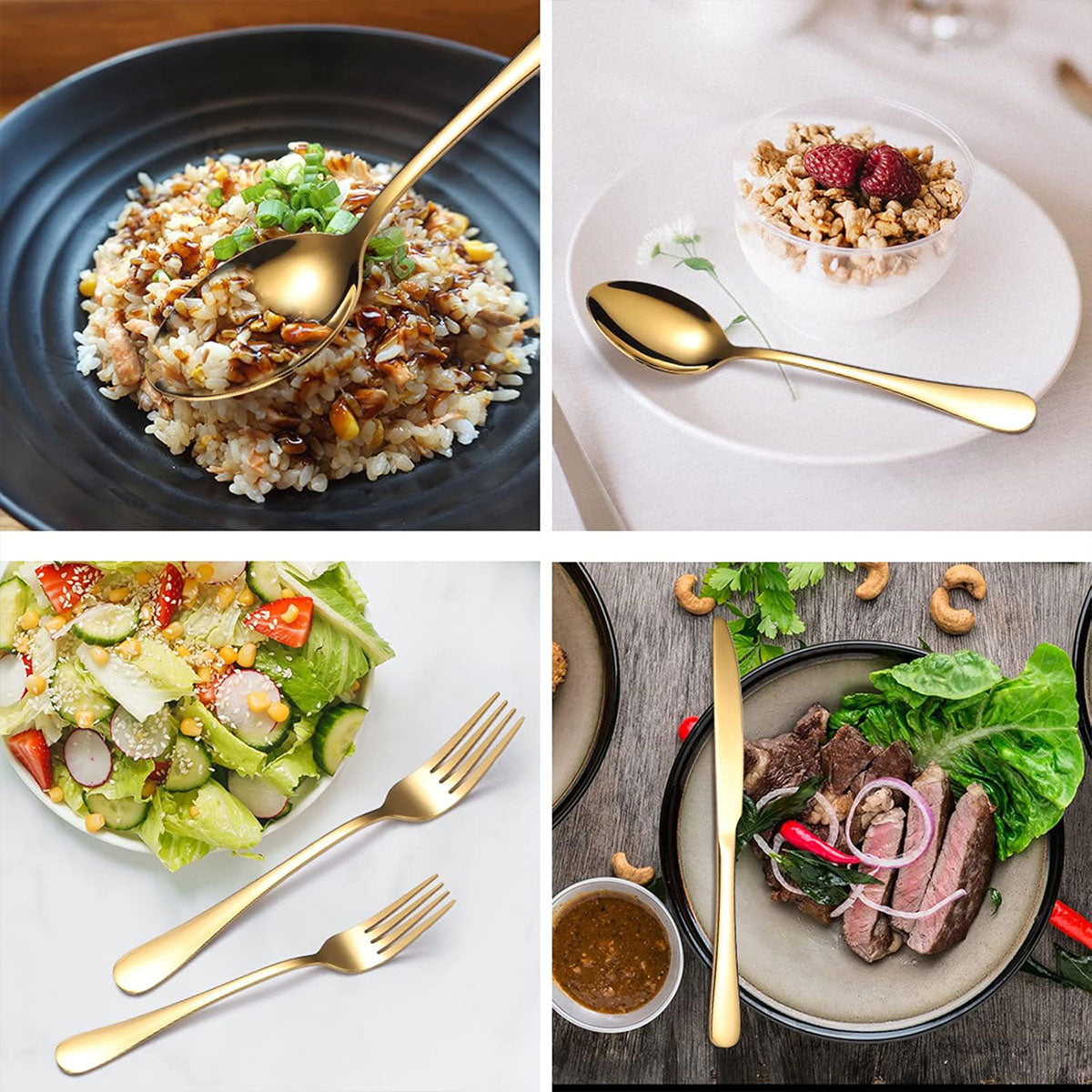 2 Sets Stainless Steel Cutlery 10 Piece Dining Utensils