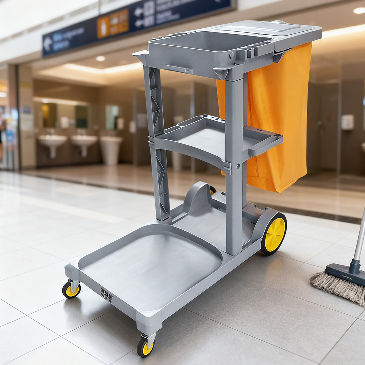 Multi-Functional Cleaning Trolley Cart with Hanging Bag