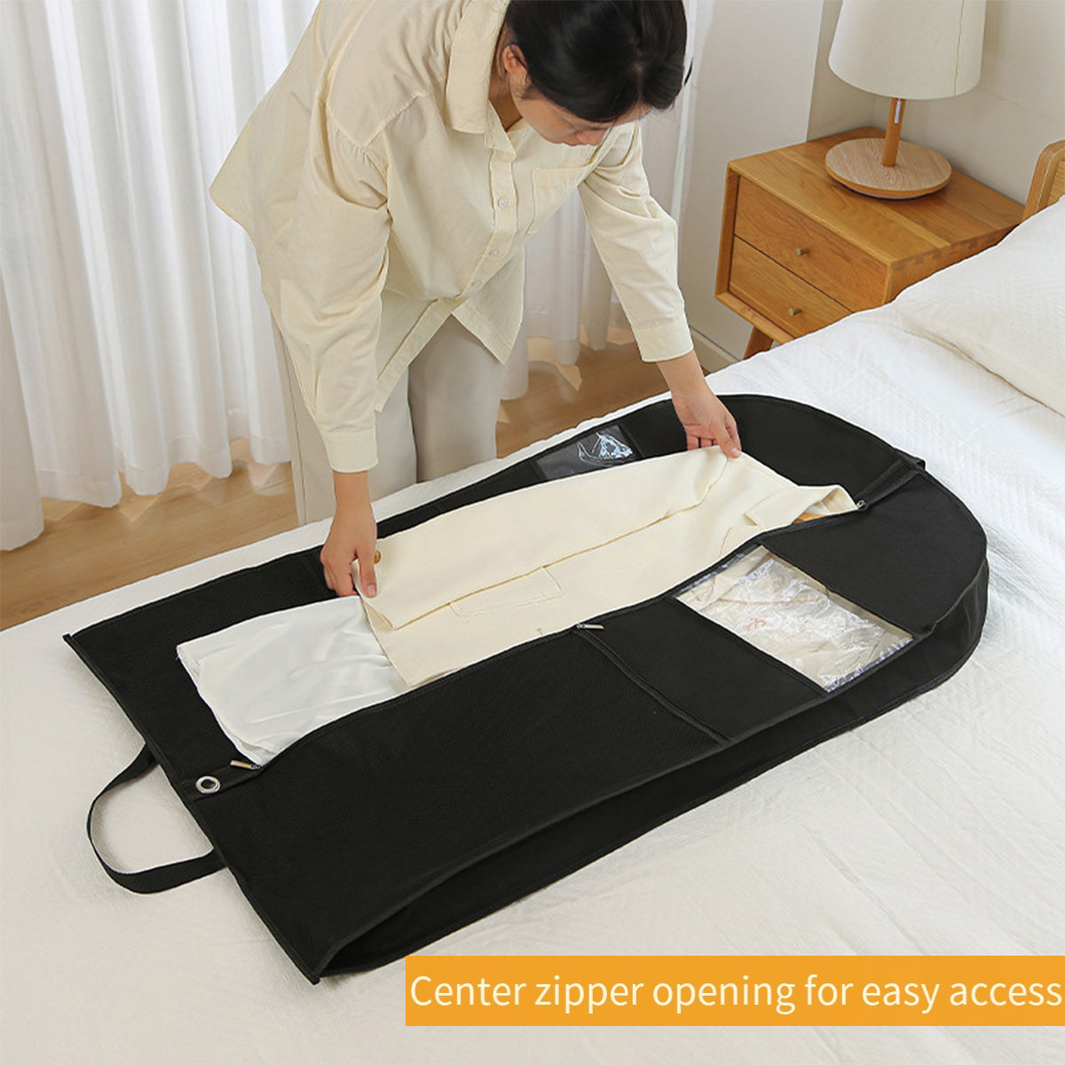 2pcs Hanging Closet Garment Dust Cover Storage Bag Clothes Protector Organizer