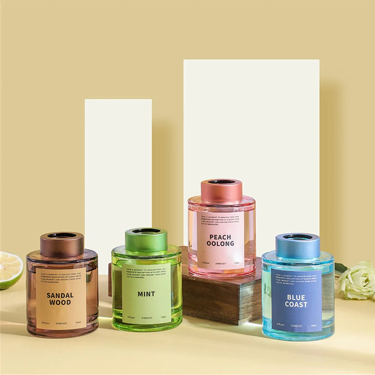 5 Pcs 120ml Scented Reed Diffuser Set Flame-Free Rattan