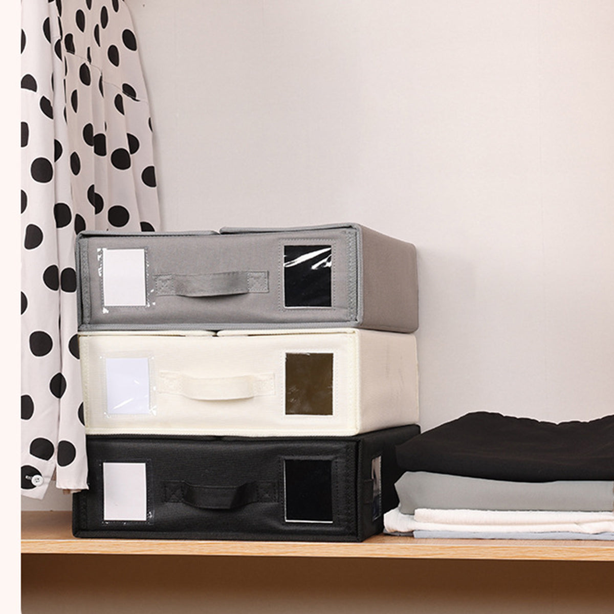 4 Pcs Collapsible Fabric Storage Boxes with Handles