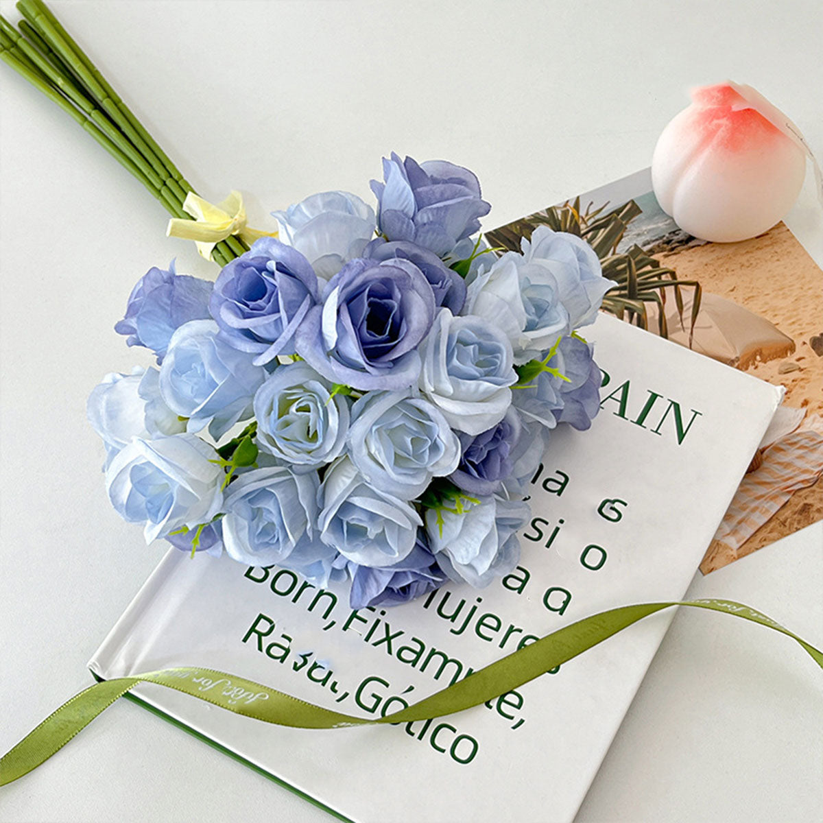 2pcs Artificial Rose Bouquet Valentine's Day Gift Fake Flowers Wedding Decor
