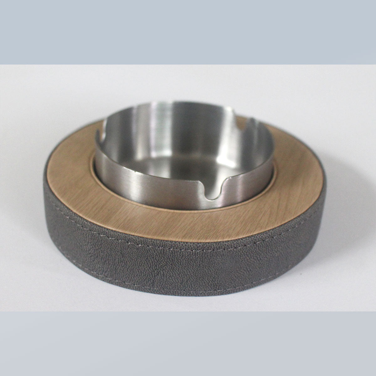 Leather Tissue Box Holder with Stainless Steel Ashtray