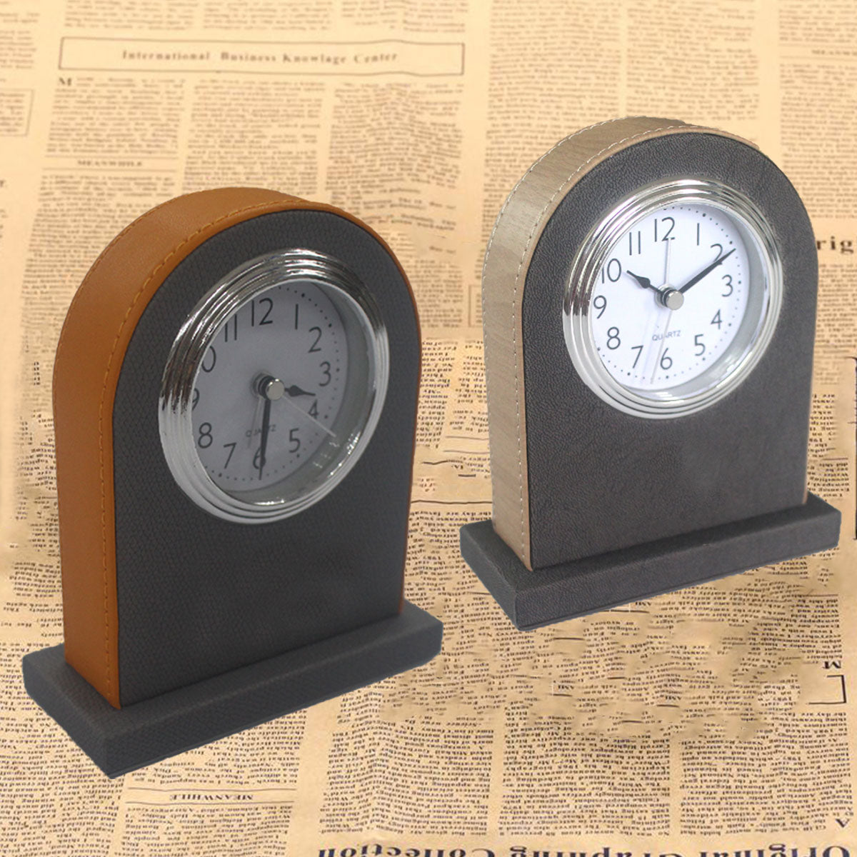 Hotel Alarm Clock Quartz Faux Leather Compact Design