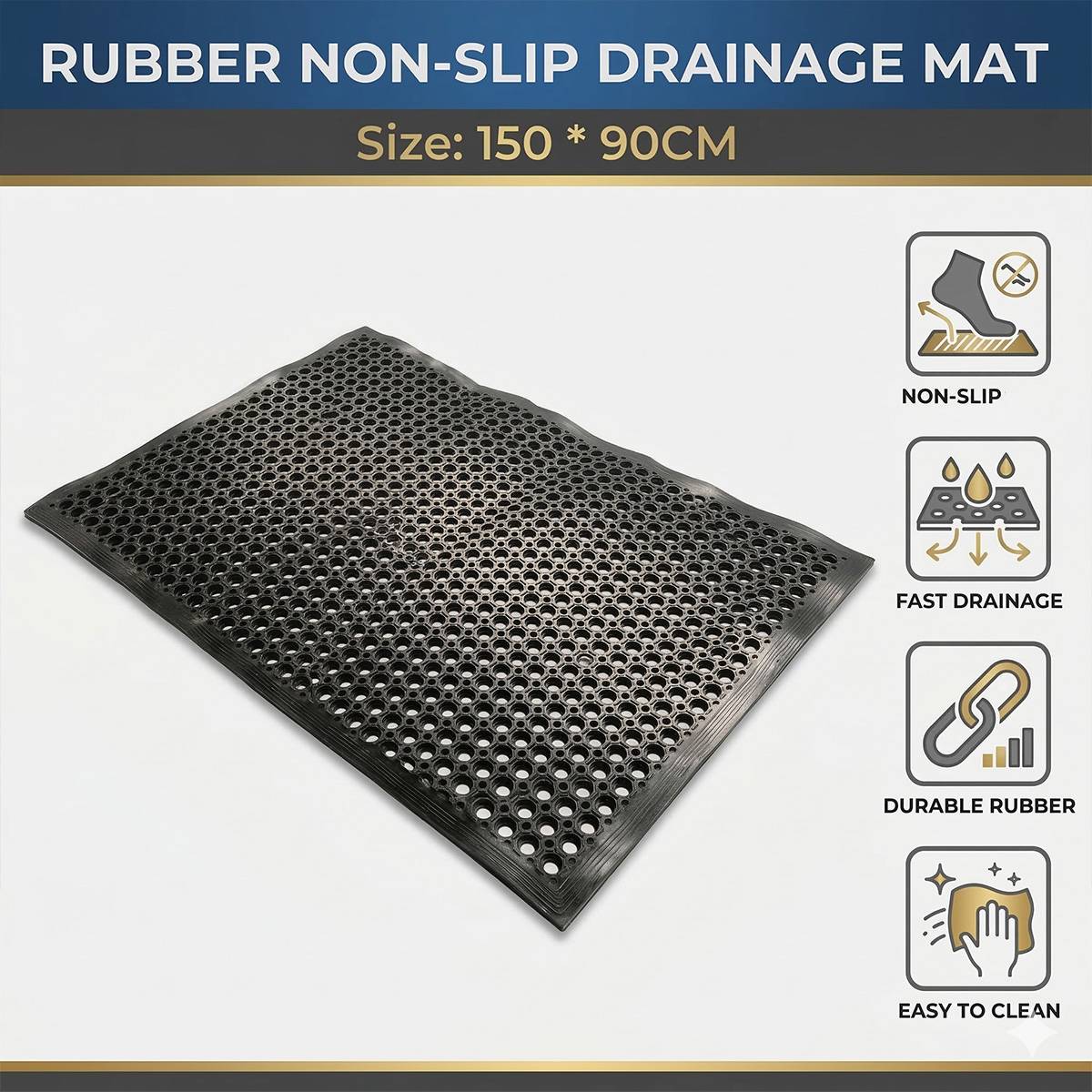 Large Non-Slip Hotel Bath Mat 90 x 150cm – Product View 2