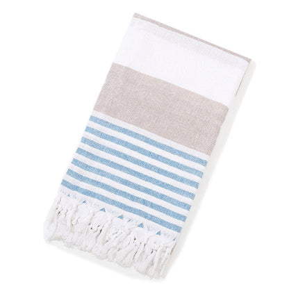 Striped Cotton Bath Towel with Tasselled Edge – Product View 13