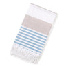 Striped Cotton Bath Towel with Tasselled Edge — Light brown