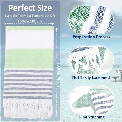 Striped Cotton Bath Towel with Tasselled Edge – Product View 3