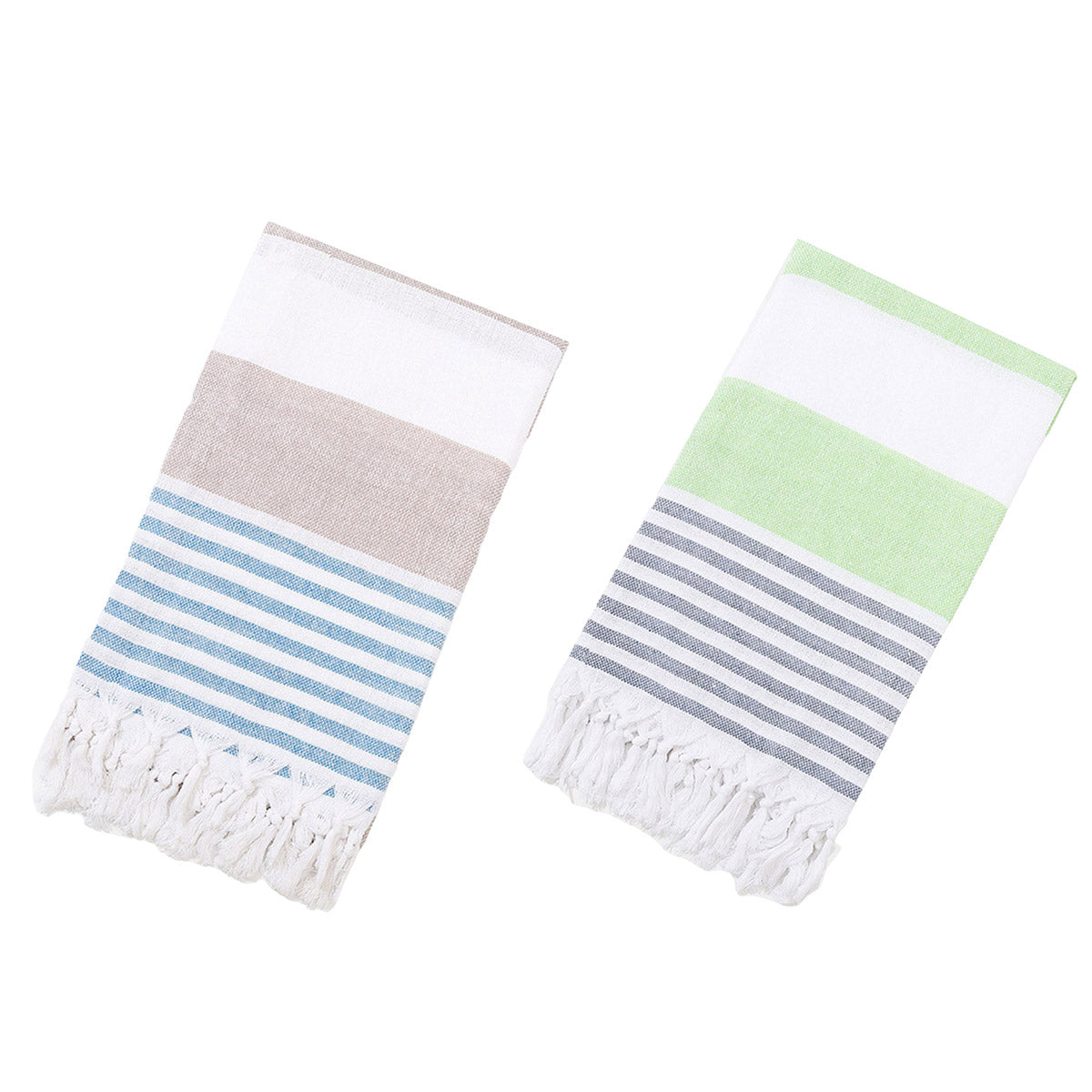 Striped Cotton Bath Towel with Tasselled Edge
